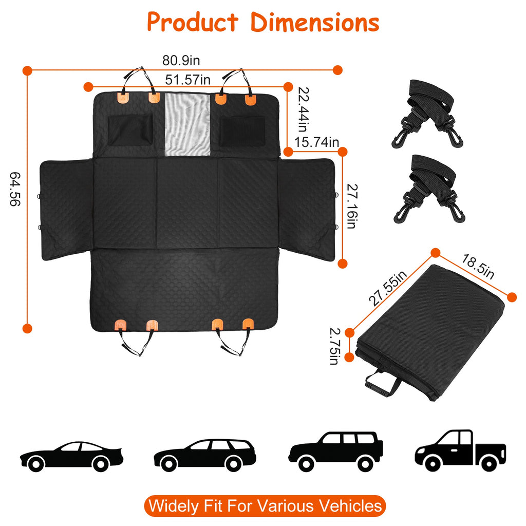 Dog Car Back Seat Cover with Zipper Mesh Window – Waterproof 600D