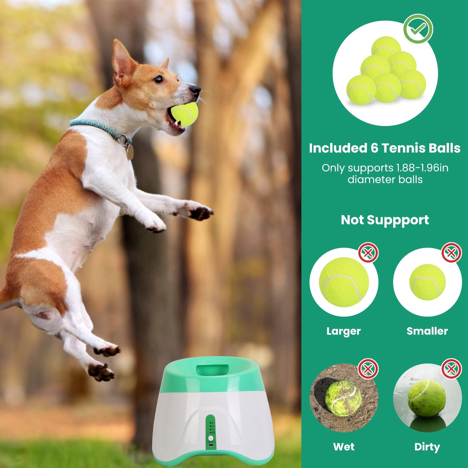 Automatic Dog Ball Launcher – 3 Distances, 6 Tennis Balls Included