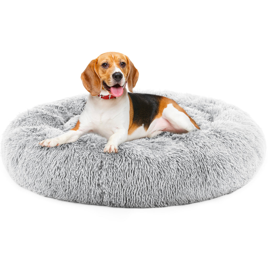 Round Fluffy Plush Pet Bed – Anti-Slip Faux Fur, 4 Sizes