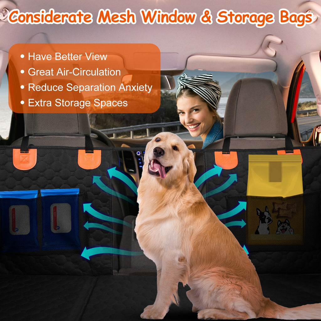 Dog Car Back Seat Cover with Zipper Mesh Window – Waterproof 600D