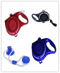 Dog Leash with Water Bottle & Cup Set – Available in Red, Black & Blue