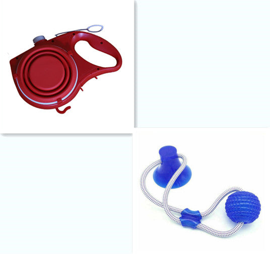 Dog Leash with Water Bottle & Cup Set – Available in Red, Black & Blue