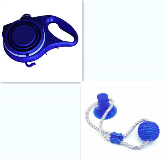 Dog Leash with Water Bottle & Cup Set – Available in Red, Black & Blue