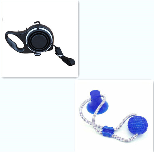 Dog Leash with Water Bottle & Cup Set – Available in Red, Black & Blue