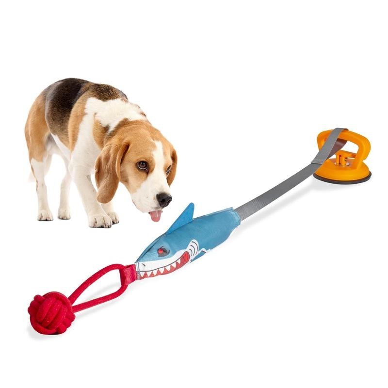 Shark Shaped Dog Toy with Suction Cup – Interactive Rope & Chew