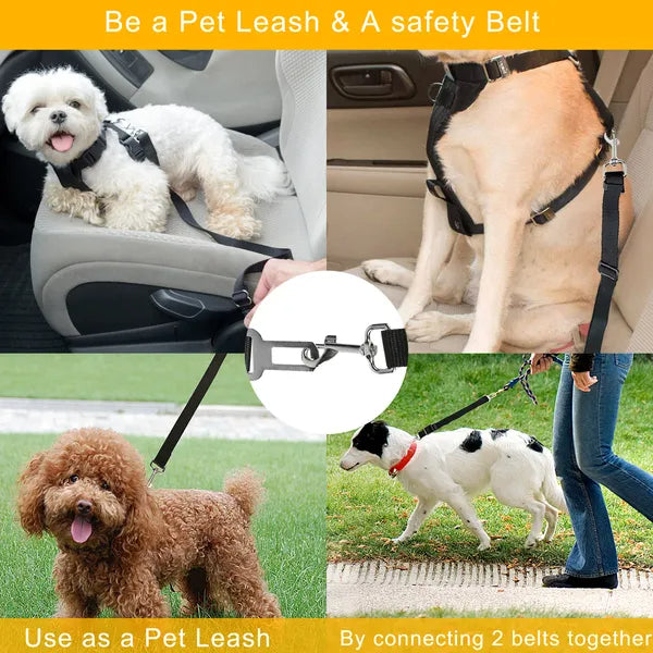 Dog Car Seat Belt 2-Pack – Adjustable Safety Leash for Dogs & Cats