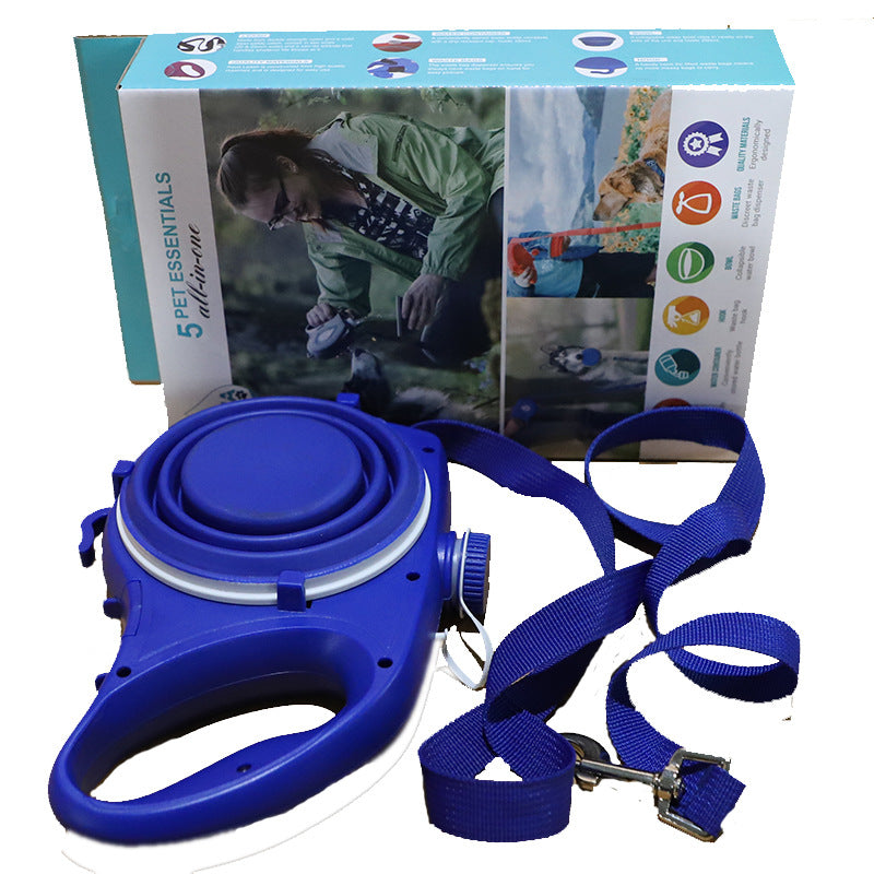 Dog Leash with Water Bottle & Cup Set – Available in Red, Black & Blue