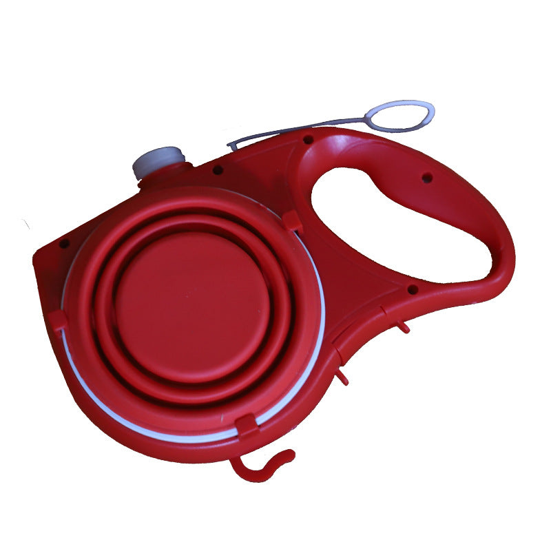 Dog Leash with Water Bottle & Cup Set – Available in Red, Black & Blue