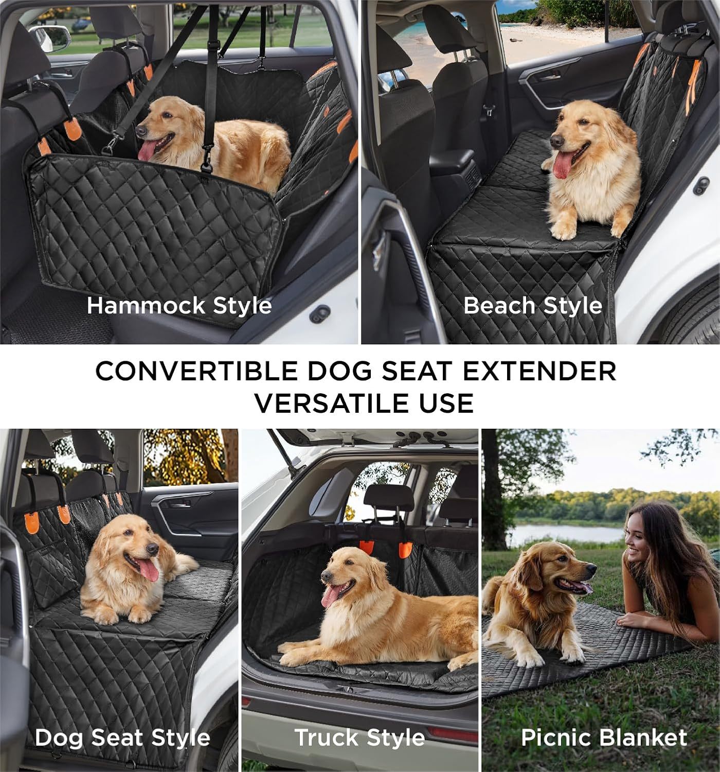 Dog Car Back Seat Cover & Hammock – Waterproof, Non-Slip, Holds 400 lbs
