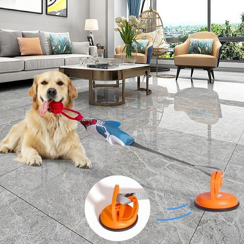Shark Shaped Dog Toy with Suction Cup – Interactive Rope & Chew