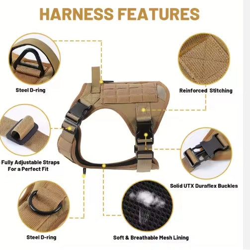 Tactical No-Pull Dog Harness Vest – Adjustable & Reflective
