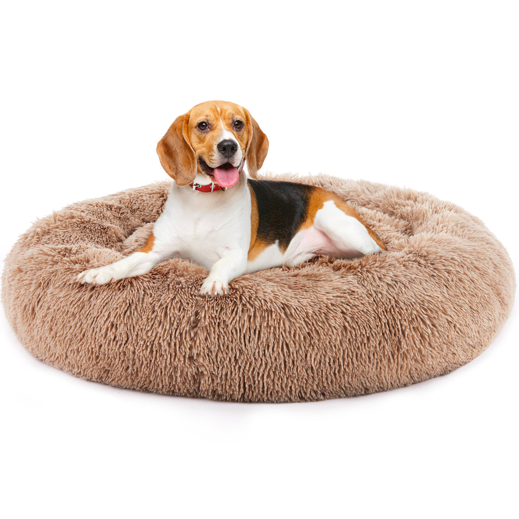 Round Fluffy Plush Pet Bed – Anti-Slip Faux Fur, 4 Sizes