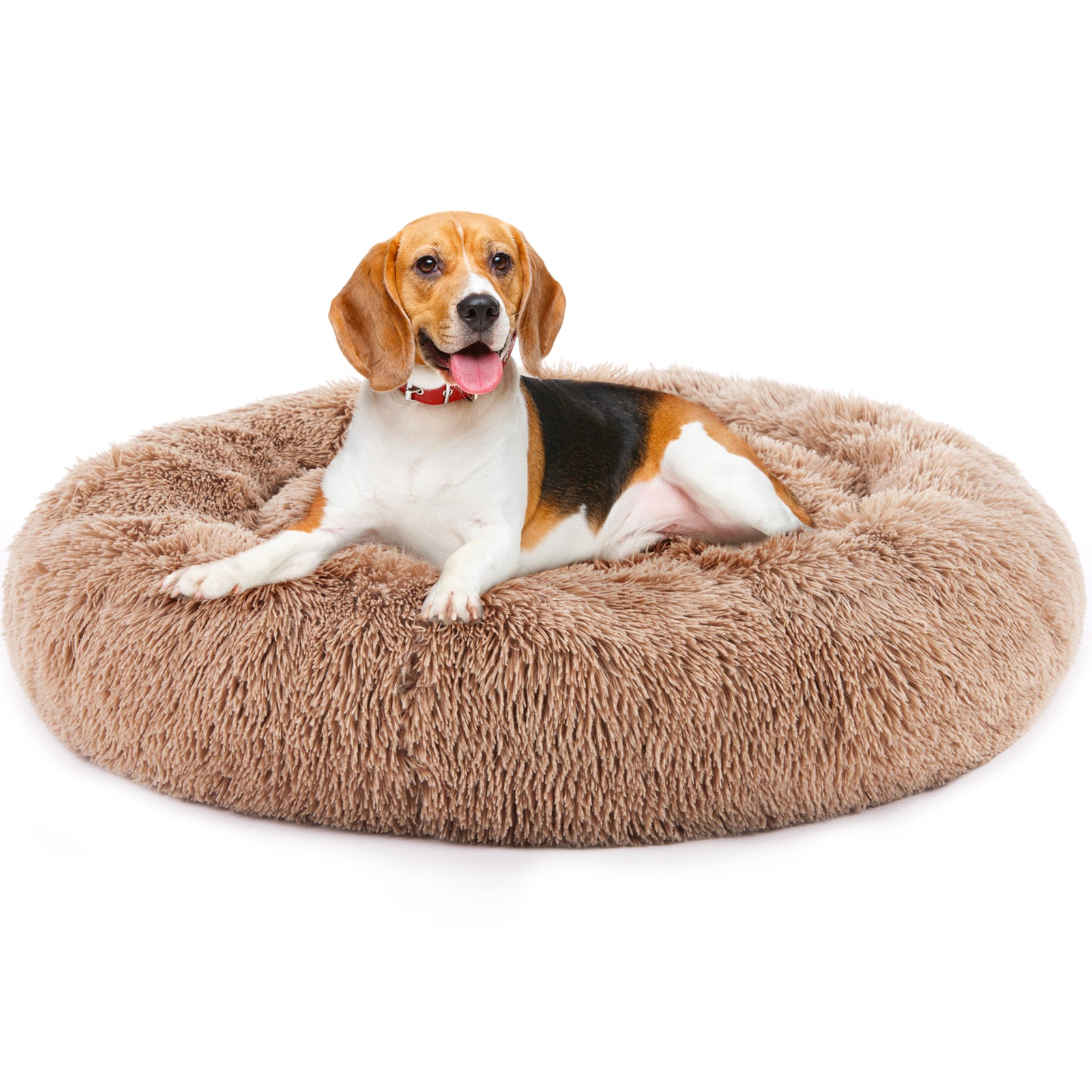 Round Fluffy Plush Pet Bed – Anti-Slip Faux Fur, 4 Sizes