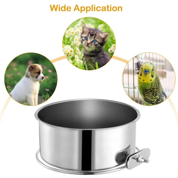 Stainless Steel Cage Bowl with Clamp Holder – Food & Water