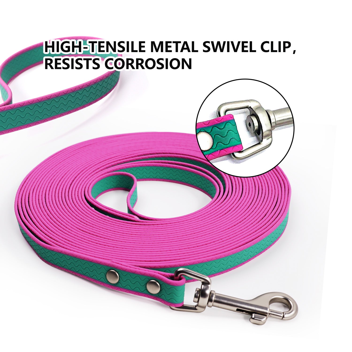 Waterproof PVC Dog Training Leash – Two-Color, Multiple Lengths