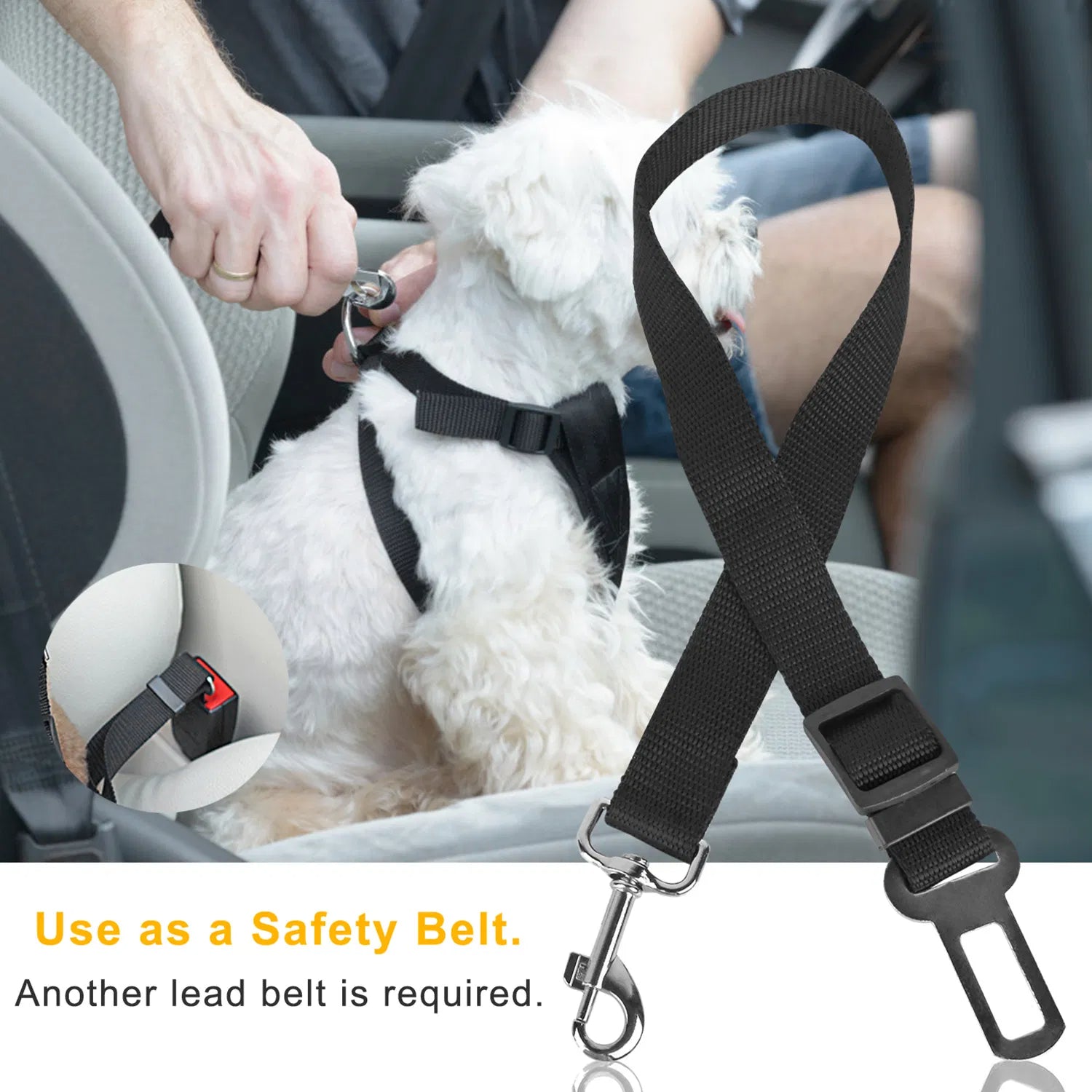 Dog Car Seat Belt 2-Pack – Adjustable Safety Leash for Dogs & Cats