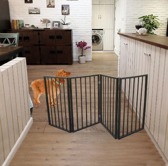 Foldable Wooden Pet Gate for Doorways & Rooms – No Installation