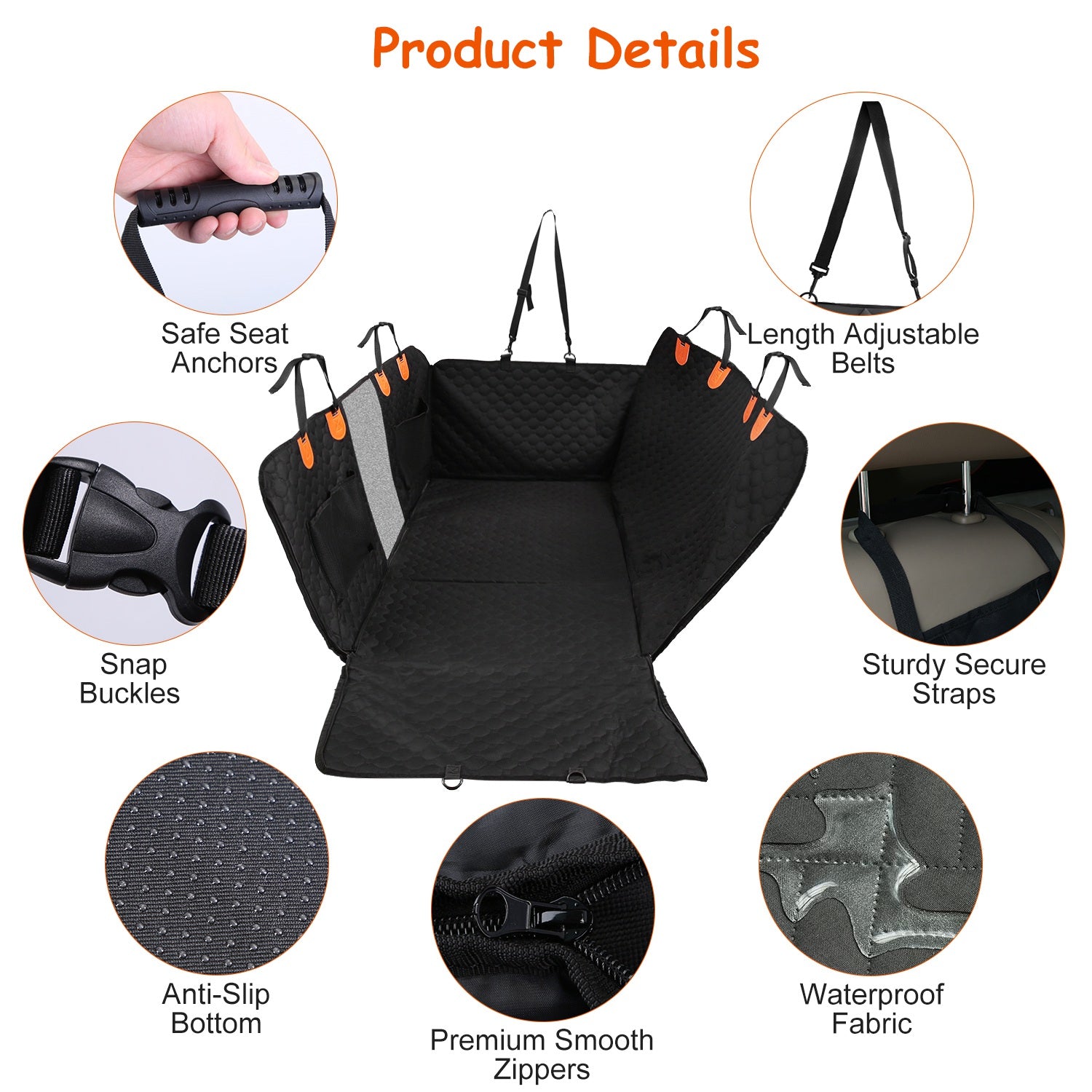 Dog Car Back Seat Cover with Zipper Mesh Window – Waterproof 600D