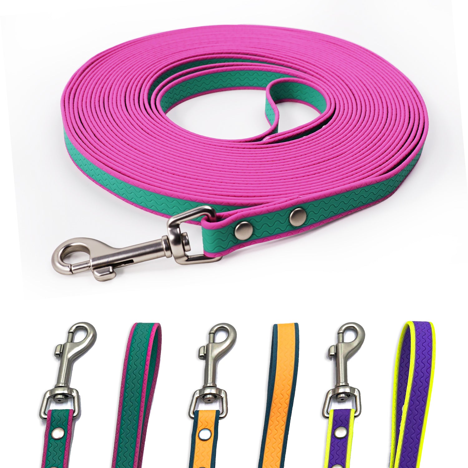 Waterproof PVC Dog Training Leash – Two-Color, Multiple Lengths