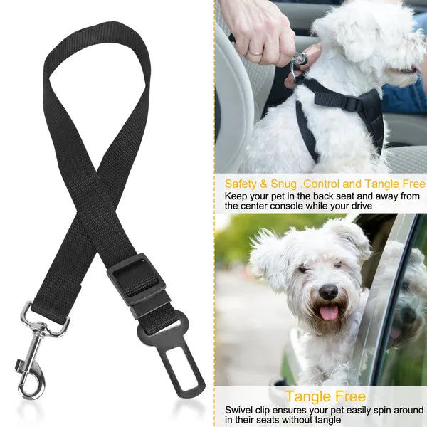 Dog Car Seat Belt 2-Pack – Adjustable Safety Leash for Dogs & Cats