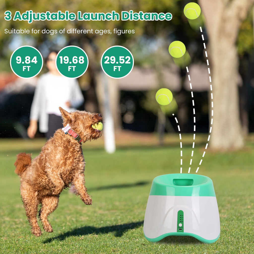 Automatic Dog Ball Launcher – 3 Distances, 6 Tennis Balls Included