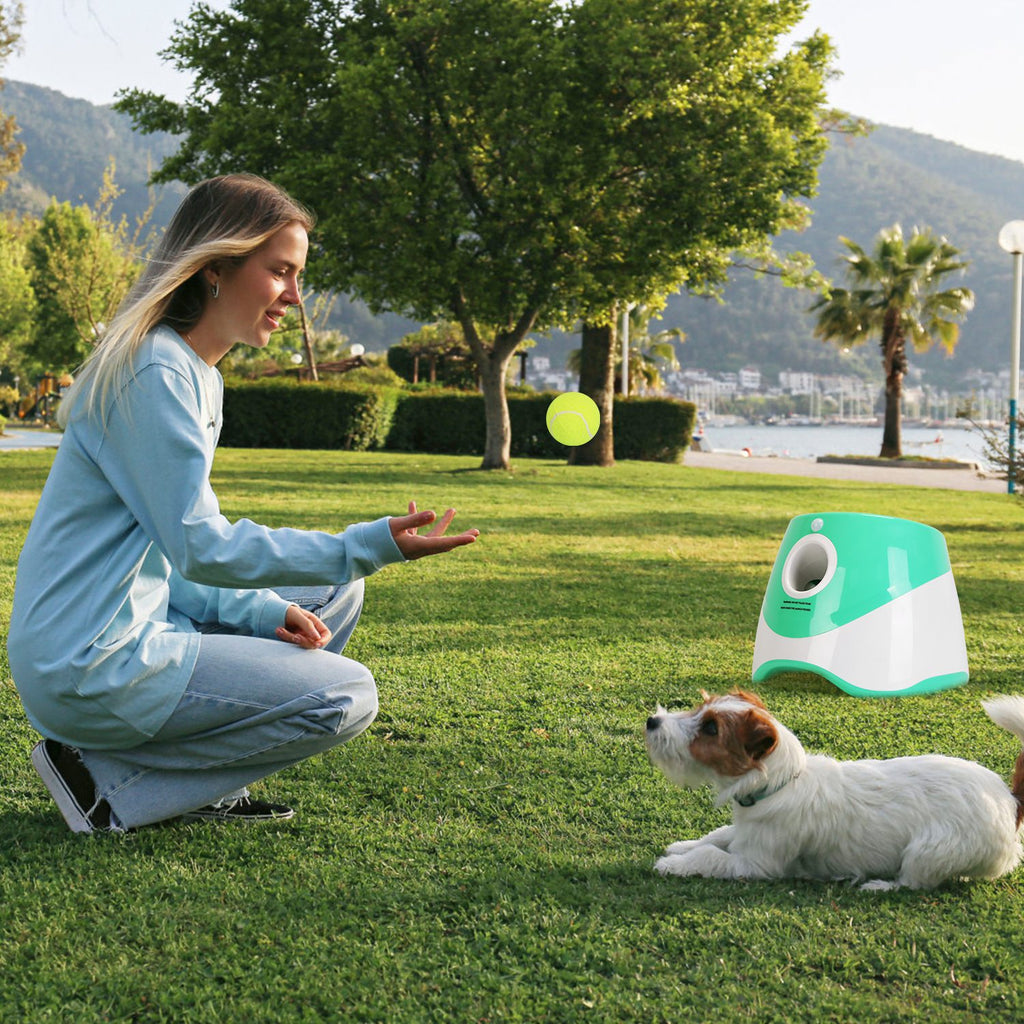 Automatic Dog Ball Launcher – 3 Distances, 6 Tennis Balls Included
