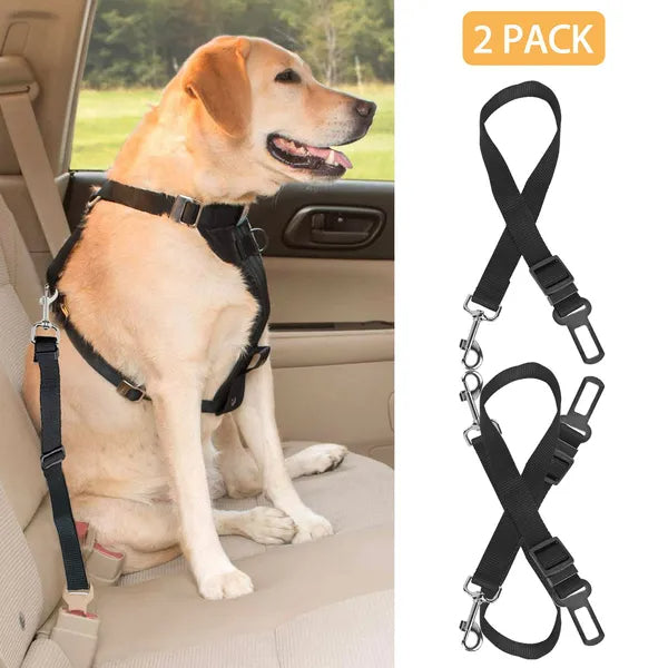 Dog Car Seat Belt 2-Pack – Adjustable Safety Leash for Dogs & Cats