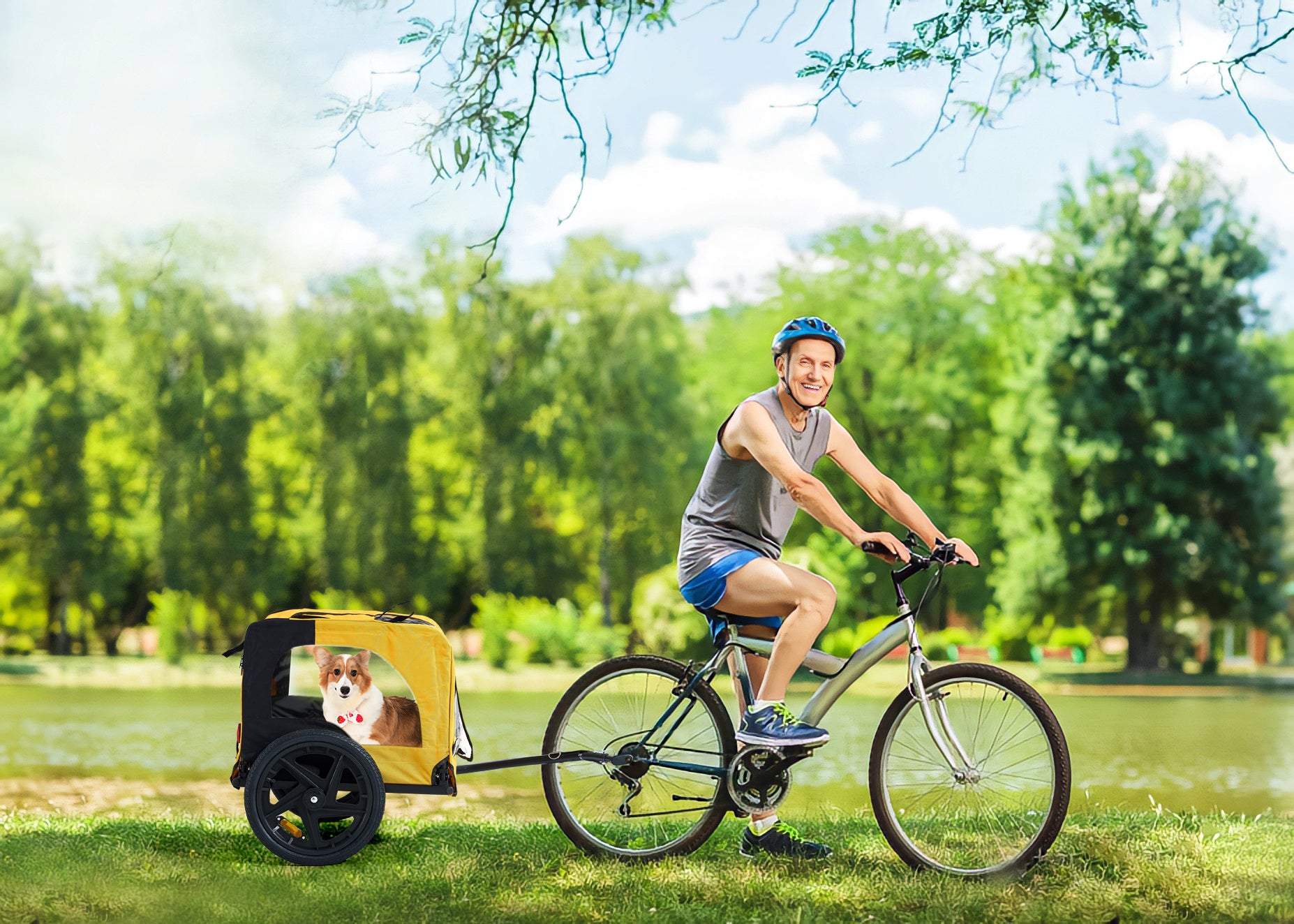 Heavy-Duty Foldable Dog Bicycle Trailer & Pet Stroller – Up to 88 lbs
