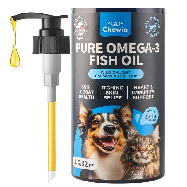 Omega-3 Fish Oil Supplement for Dogs – 32oz Skin & Coat Support