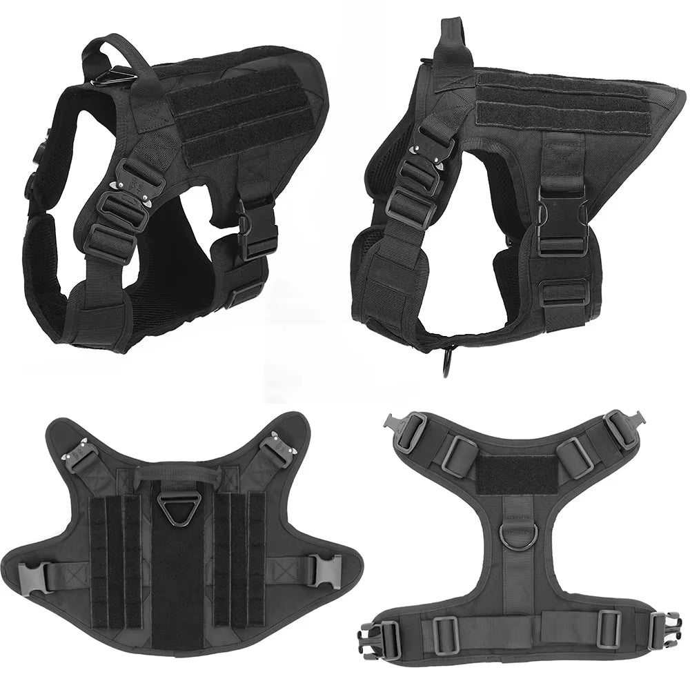 Tactical Dog Harness & Leash Set – No-Pull Nylon Vest