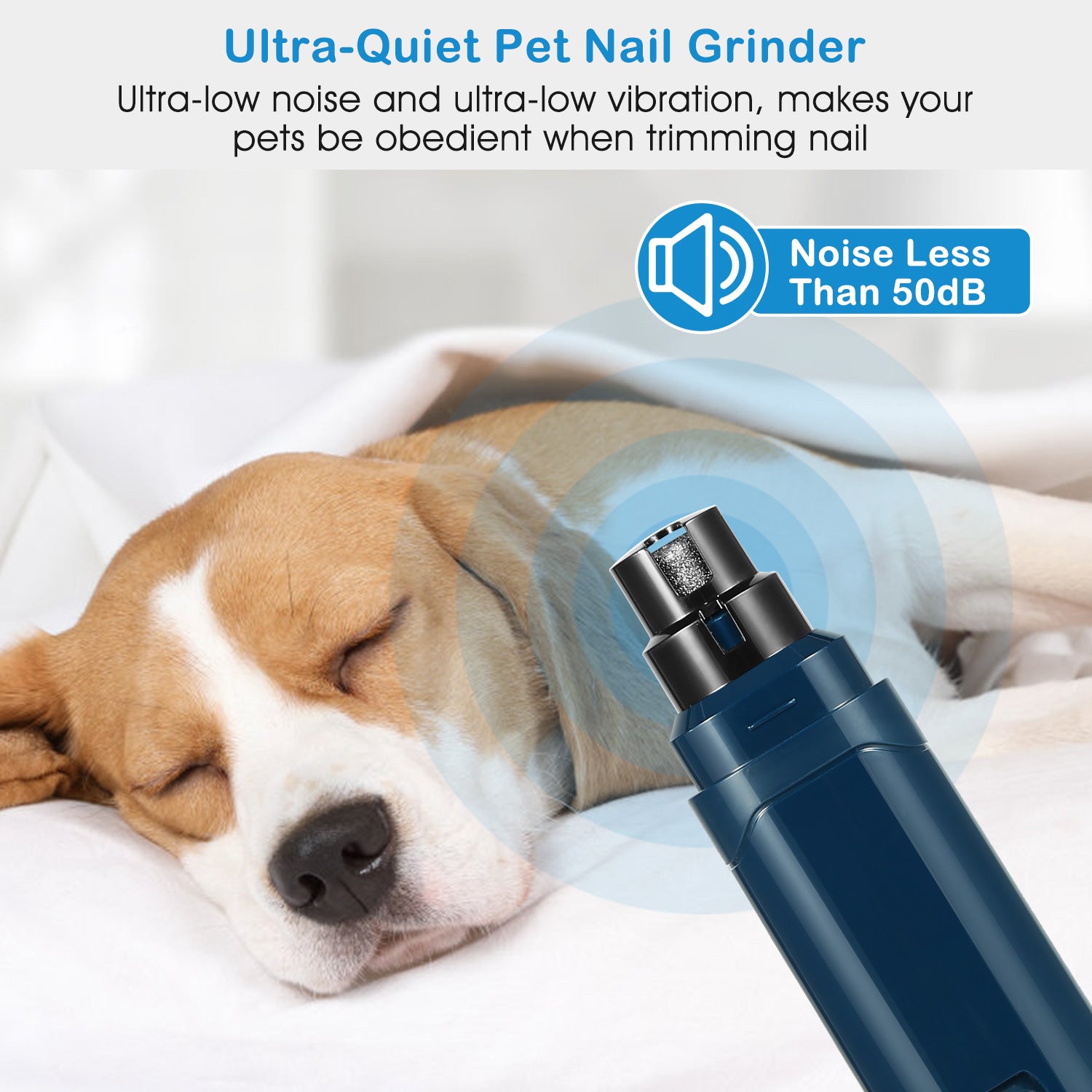 Quiet USB Rechargeable Pet Nail Grinder – 2-Speed for Dogs & Cats