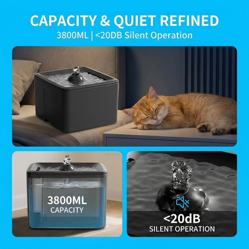 Ultra-Quiet Pet Water Fountain – 3.8L Filtered, USB Powered