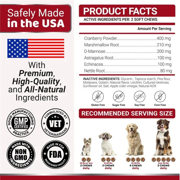 Cranberry UTI Support Chews for Dogs – 170 Count