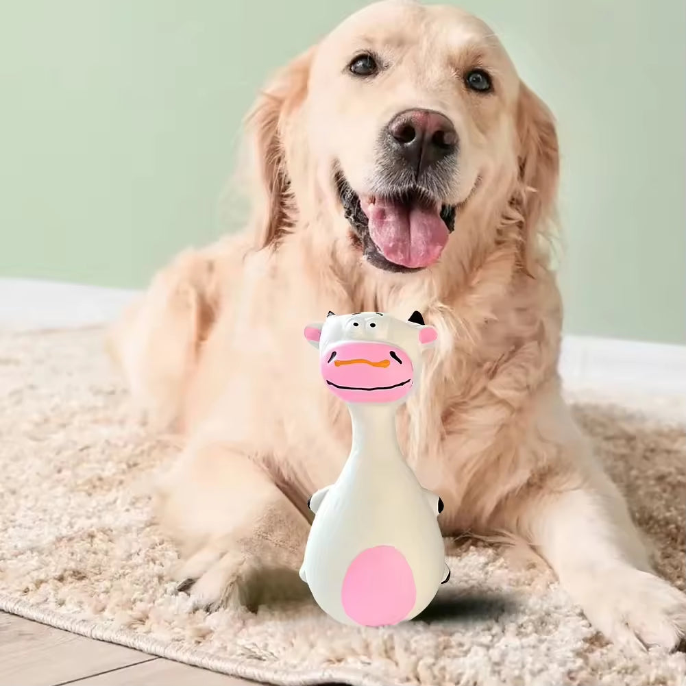 4-Pack Squeaky Latex Dog Chew Toys – Cartoon Animal Shapes