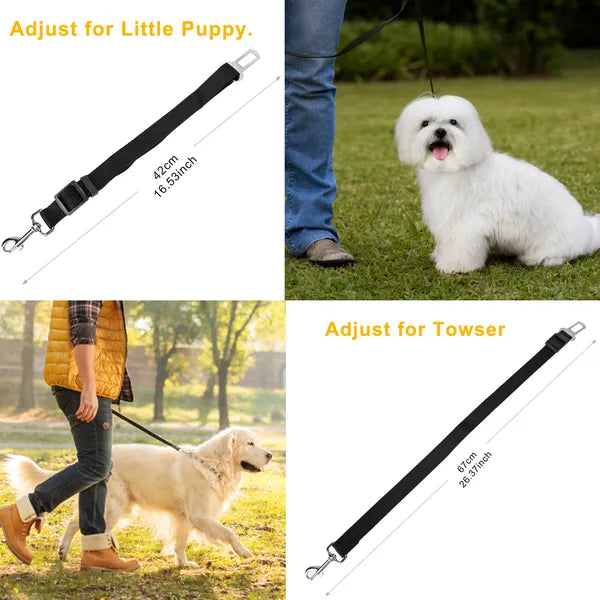 Dog Car Seat Belt 2-Pack – Adjustable Safety Leash for Dogs & Cats