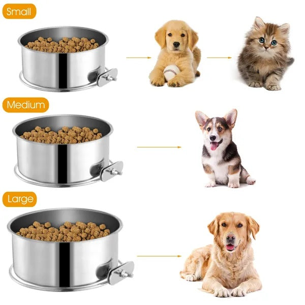 Stainless Steel Cage Bowl with Clamp Holder – Food & Water
