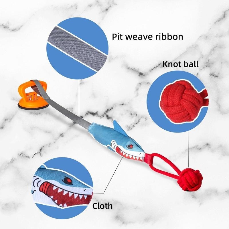 Shark Shaped Dog Toy with Suction Cup – Interactive Rope & Chew