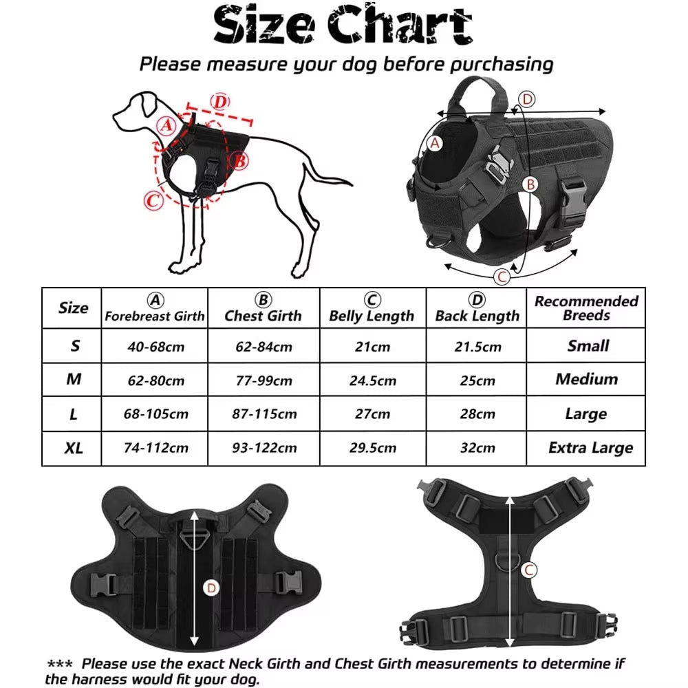 Tactical Dog Harness & Leash Set – No-Pull Nylon Vest