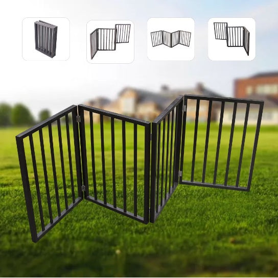 Foldable Wooden Pet Gate for Doorways & Rooms – No Installation