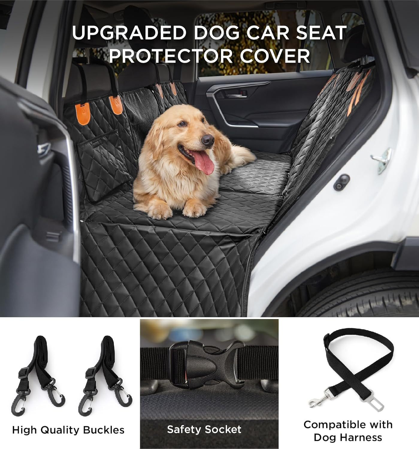 Dog Car Back Seat Cover & Hammock – Waterproof, Non-Slip, Holds 400 lbs